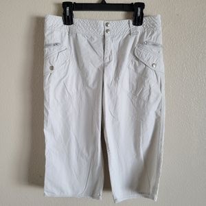 DKNY Active Tan Khaki Cotton Cargo Capris Size 10